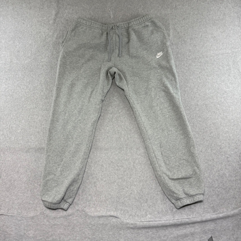 Nike Sweatpants Mens XL Gray Fleece Cuffed Joggers Embroidered Logo